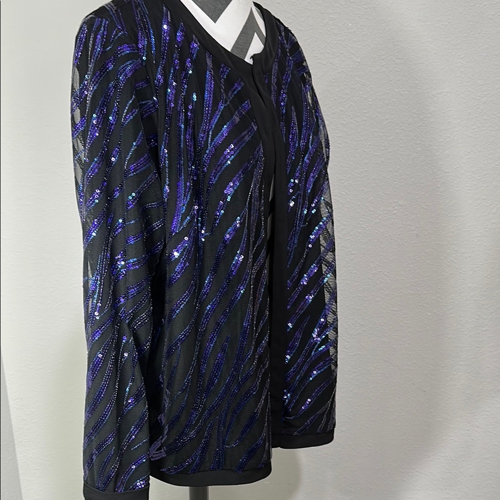 Elegant Black and Purple Sequin Jacket